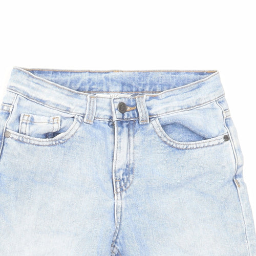 Marks and Spencer Boys Blue Cotton Bermuda Shorts Size 7-8 Years Regular Zip
