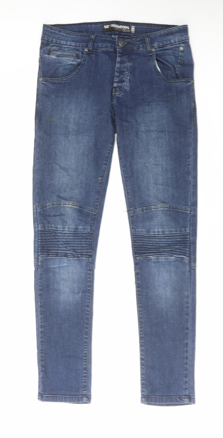 Seven Series Mens Blue Cotton Straight Jeans Size 32 in L30 in Regular Button