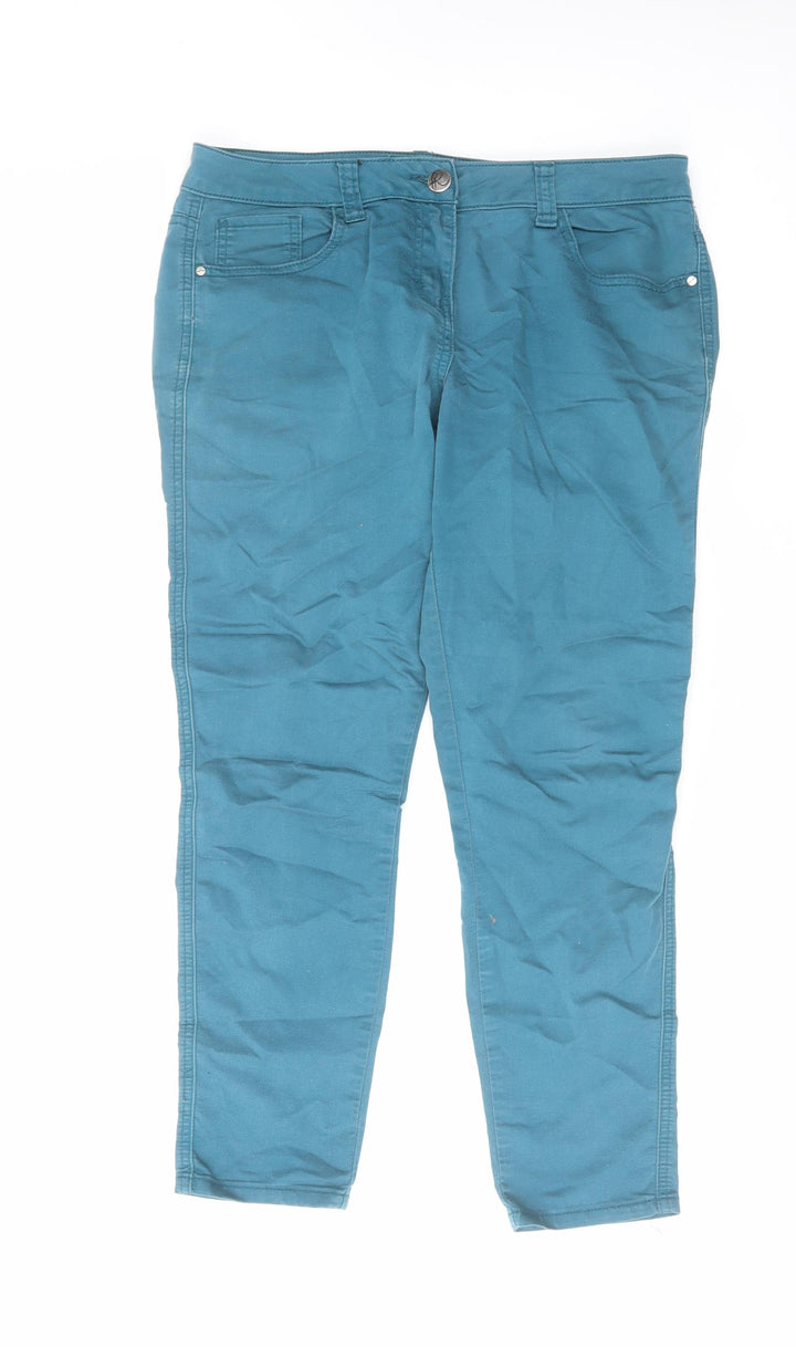 Red Herring Womens Blue Cotton Tapered Jeans Size 12 L26 in Regular Zip
