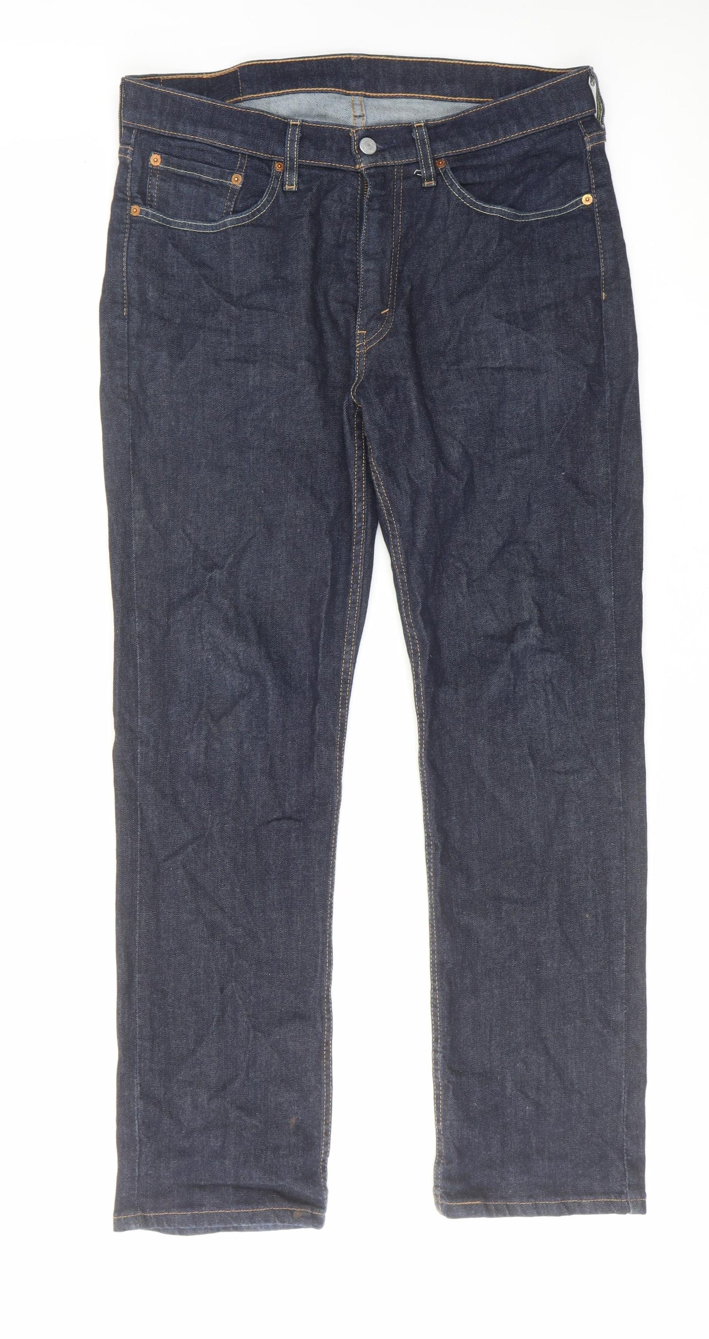 Levi's Mens Blue Cotton Straight Jeans Size 33 in L30 in Regular Zip