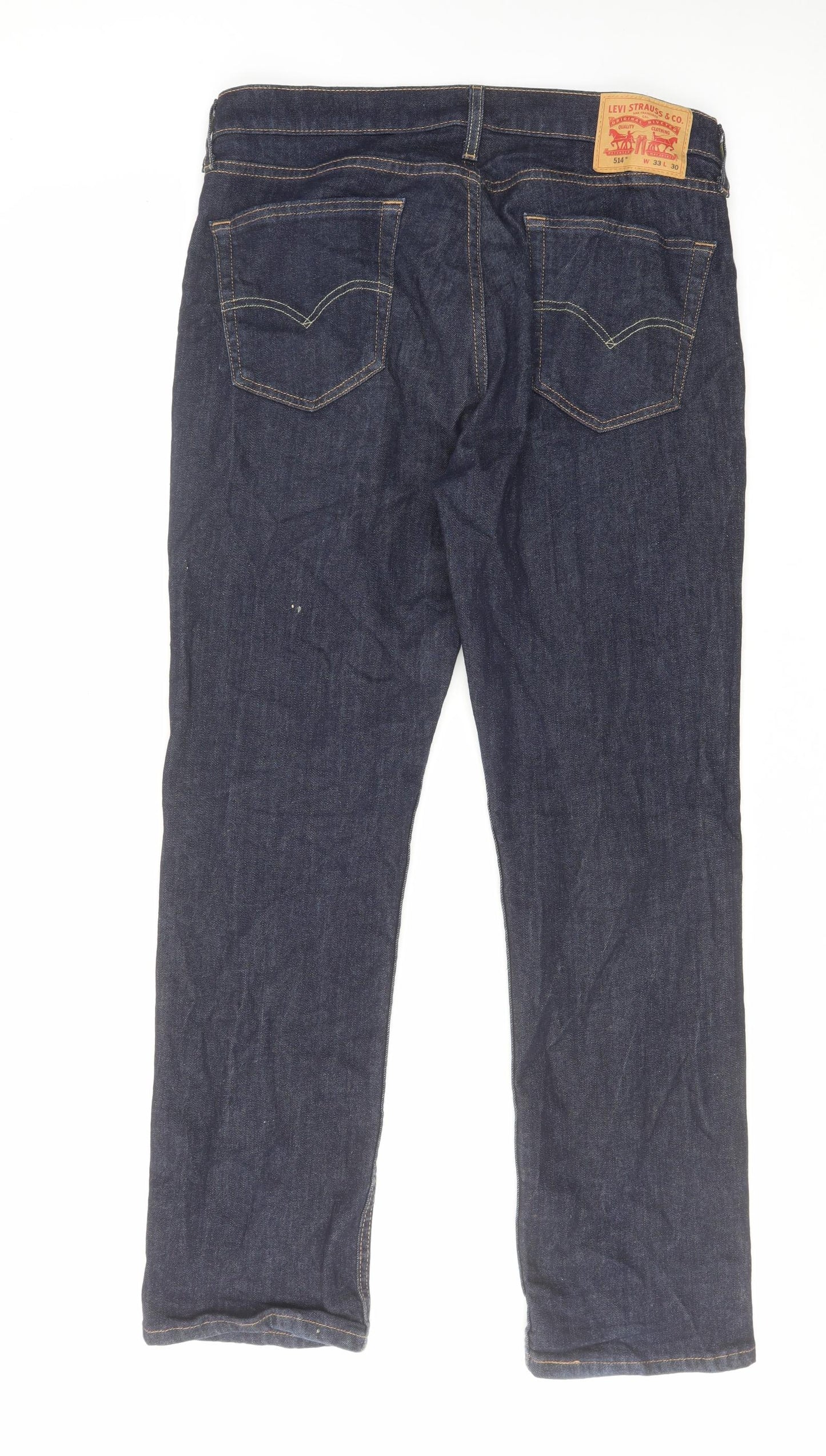 Levi's Mens Blue Cotton Straight Jeans Size 33 in L30 in Regular Zip