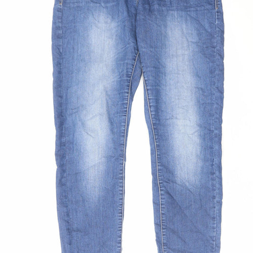 Marks and Spencer Womens Blue Cotton Skinny Jeans Size 10 L30 in Regular Zip