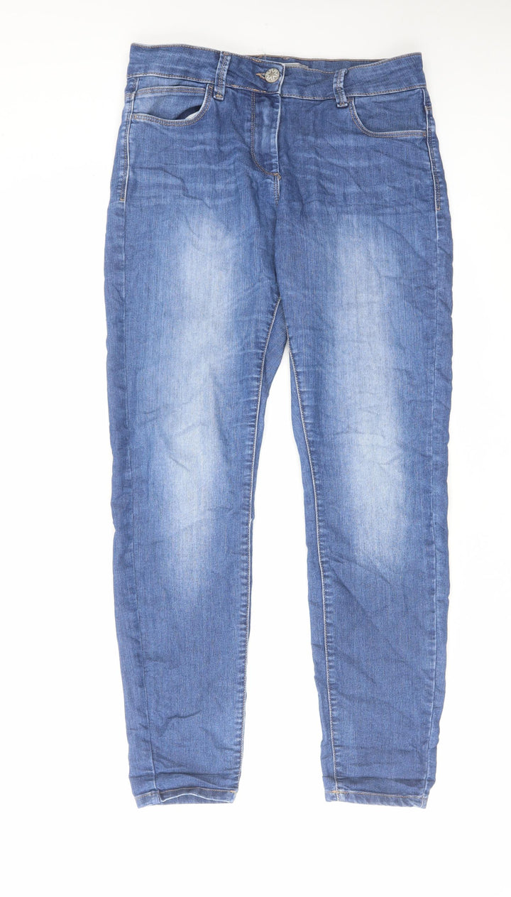 Marks and Spencer Womens Blue Cotton Skinny Jeans Size 10 L30 in Regular Zip