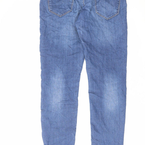 Marks and Spencer Womens Blue Cotton Skinny Jeans Size 10 L30 in Regular Zip