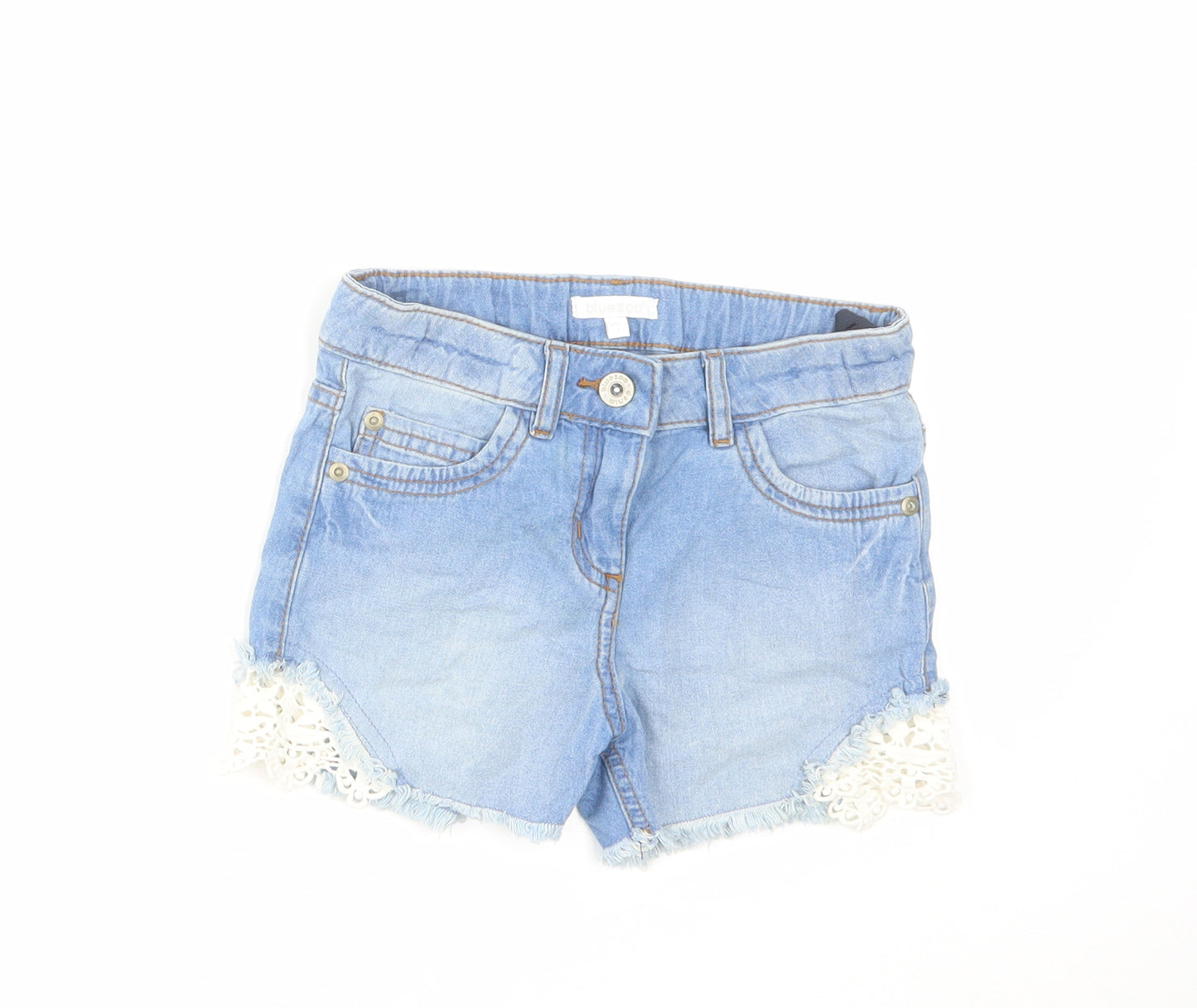Blue Zoo Girls Blue Cotton Hot Pants Shorts Size 7 Years Regular Zip