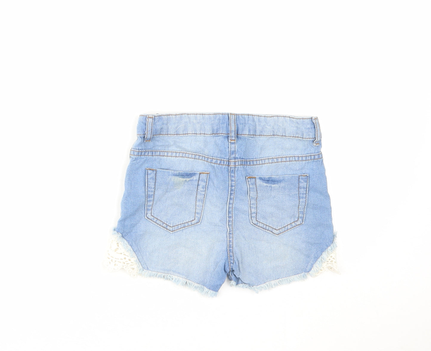 Blue Zoo Girls Blue Cotton Hot Pants Shorts Size 7 Years Regular Zip