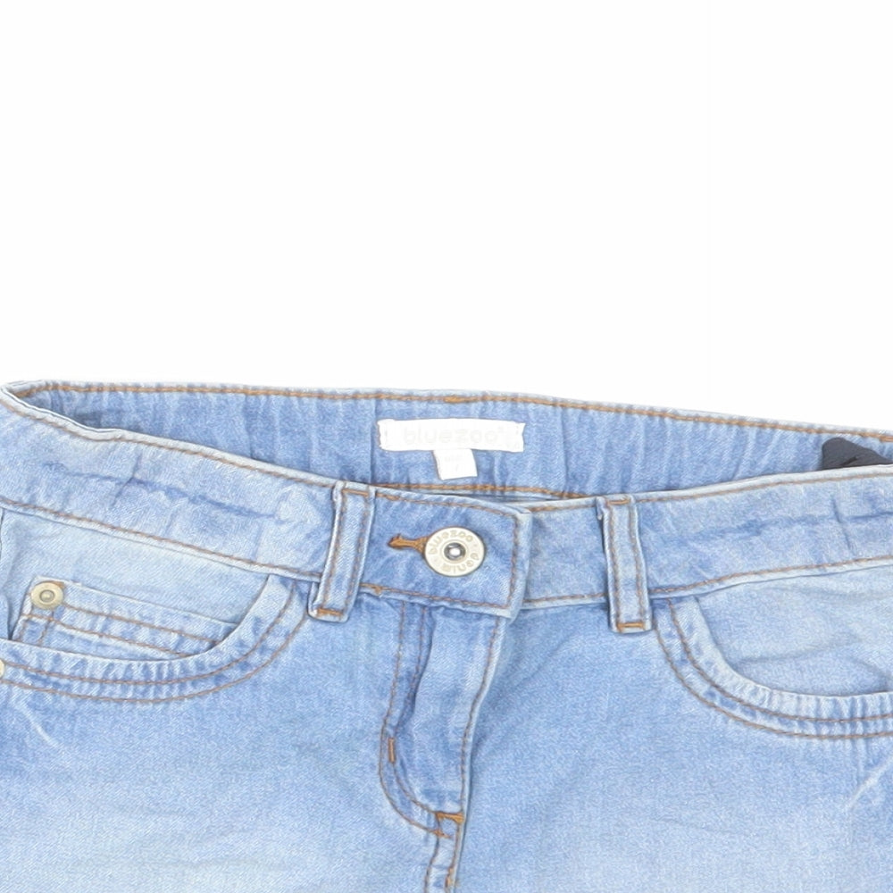 Blue Zoo Girls Blue Cotton Hot Pants Shorts Size 7 Years Regular Zip