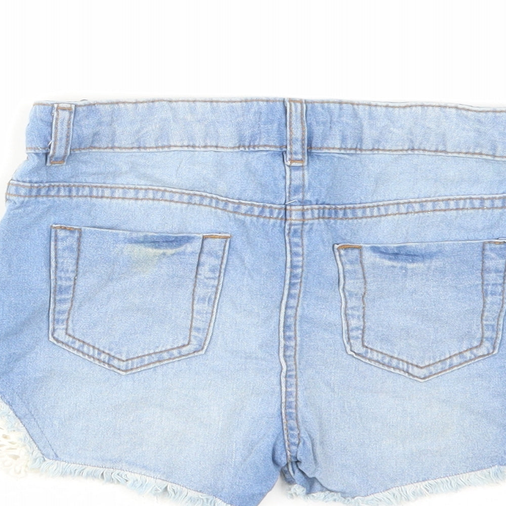 Blue Zoo Girls Blue Cotton Hot Pants Shorts Size 7 Years Regular Zip
