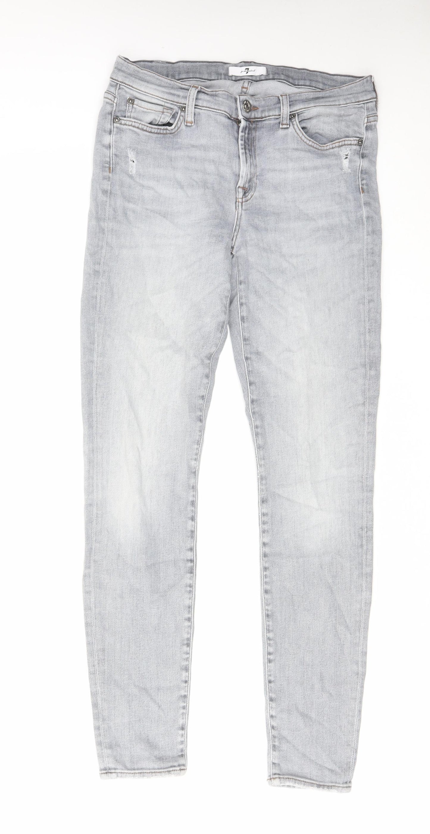 7 For All Mankind Mens Grey Cotton Straight Jeans Size 31 in L29 in Regular Zip