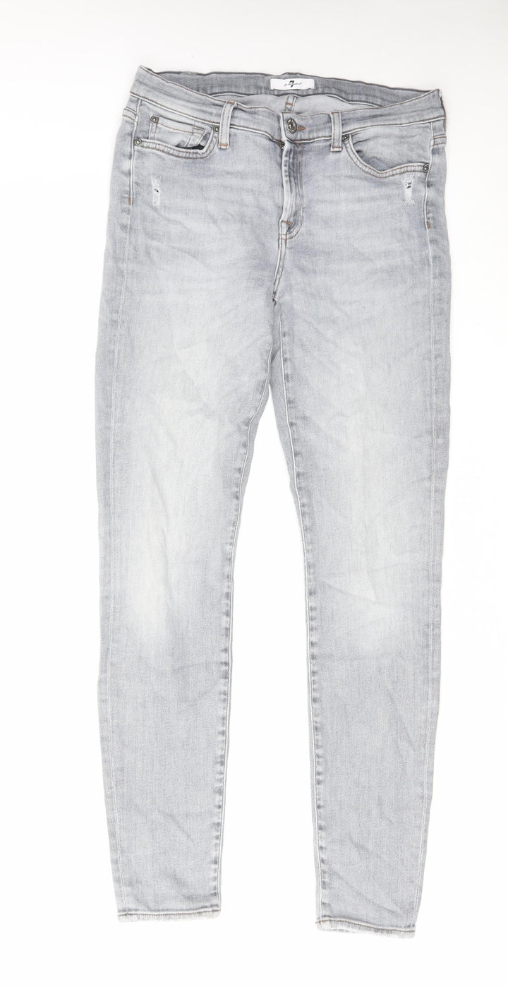 7 For All Mankind Mens Grey Cotton Straight Jeans Size 31 in L29 in Regular Zip