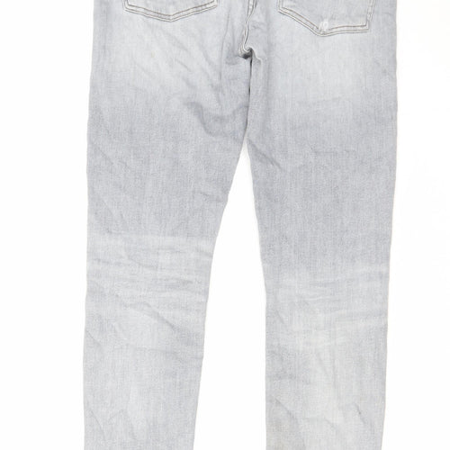 7 For All Mankind Mens Grey Cotton Straight Jeans Size 31 in L29 in Regular Zip