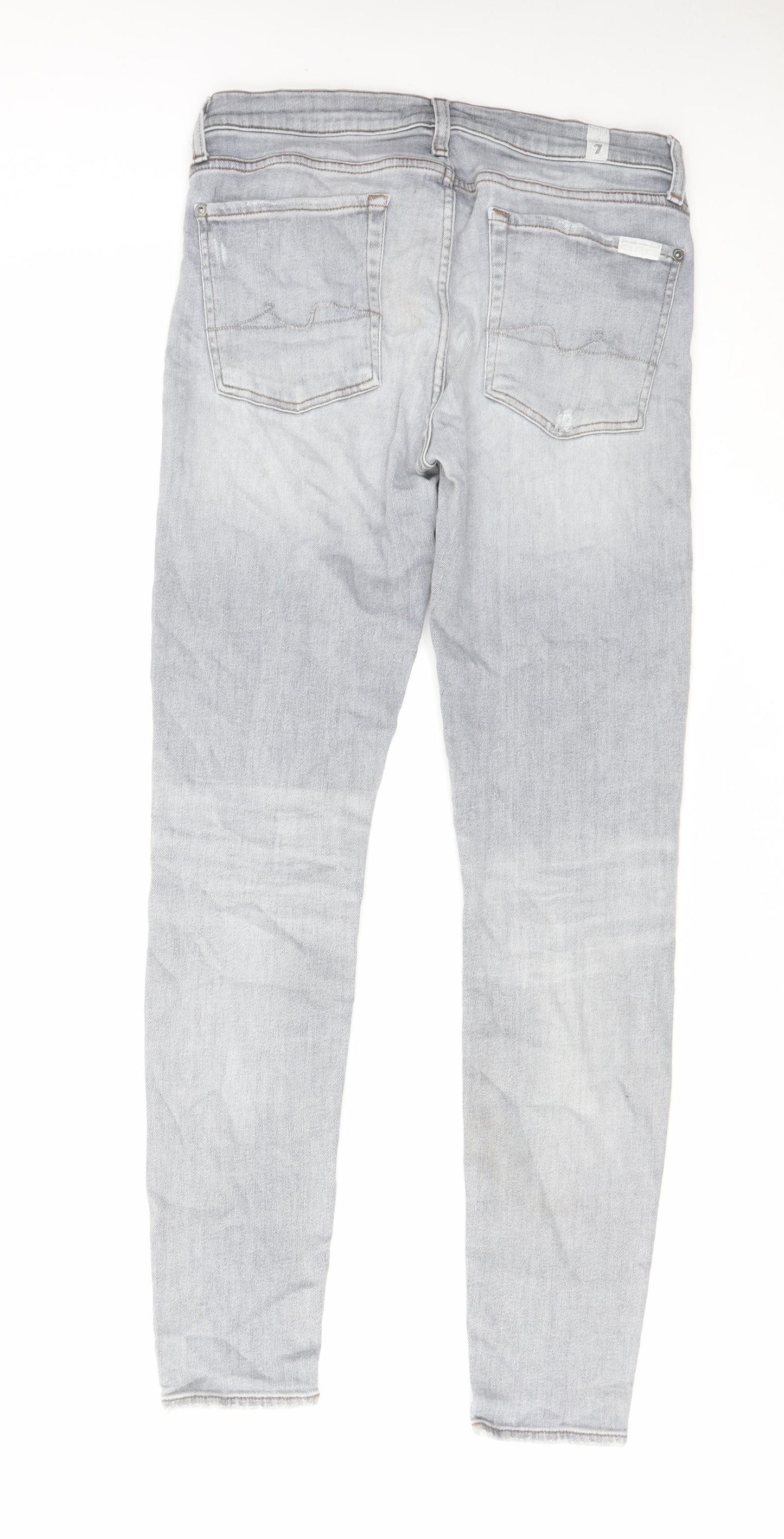 7 For All Mankind Mens Grey Cotton Straight Jeans Size 31 in L29 in Regular Zip