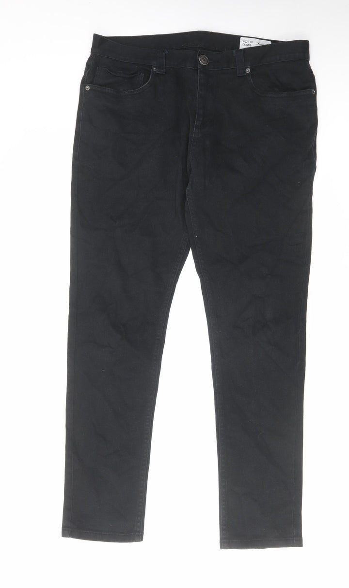 Denim & Co. Mens Black Cotton Straight Jeans Size 32 in L30 in Regular Zip