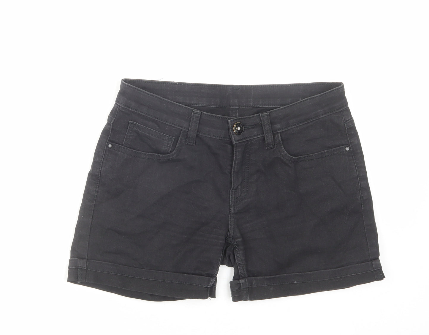 Jealous 21 Womens Black Cotton Hot Pants Shorts Size 28 in L4 in Regular Zip