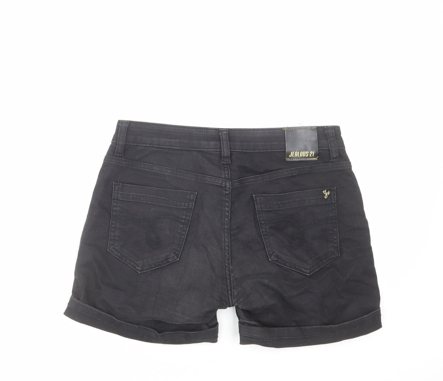 Jealous 21 Womens Black Cotton Hot Pants Shorts Size 28 in L4 in Regular Zip
