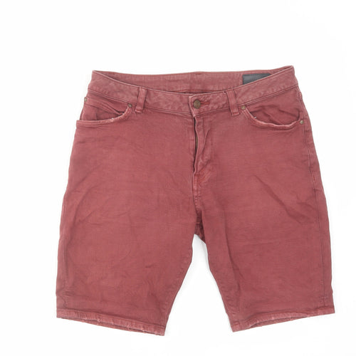 ASOS Mens Red Cotton Chino Shorts Size 32 in L10 in Regular Zip