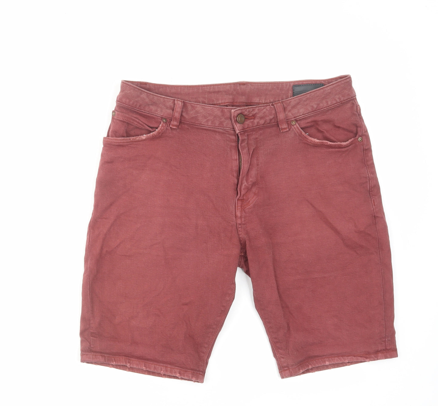 ASOS Mens Red Cotton Chino Shorts Size 32 in L10 in Regular Zip