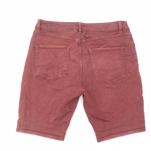 ASOS Mens Red Cotton Chino Shorts Size 32 in L10 in Regular Zip
