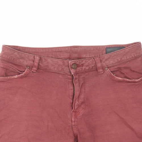 ASOS Mens Red Cotton Chino Shorts Size 32 in L10 in Regular Zip