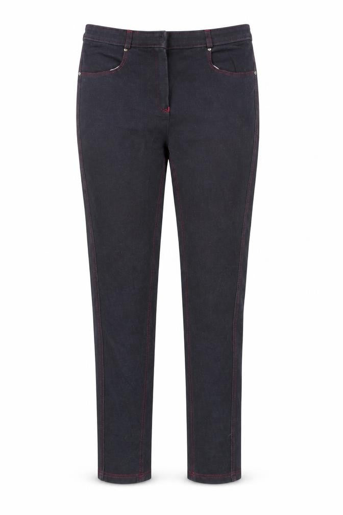 Equestrian Womens Blue Cotton Trousers Size 30 in L29 in Regular Hook & Eye - Equestrian
