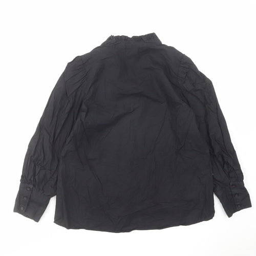 Zara Womens Black Cotton Basic Blouse Size XS V-Neck
