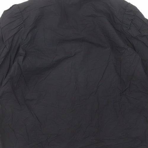 Zara Womens Black Cotton Basic Blouse Size XS V-Neck