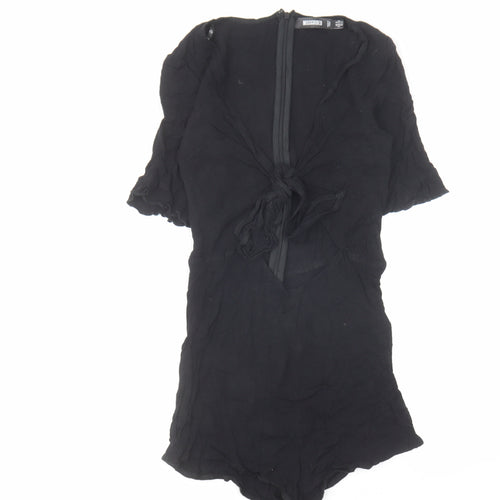 Missguided Womens Black Viscose Playsuit One-Piece Size 6 Zip