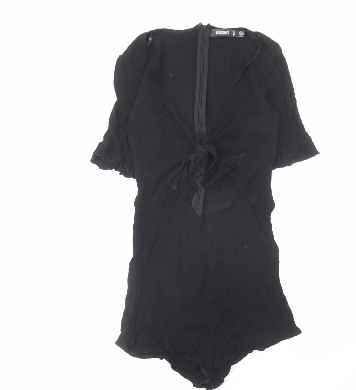 Missguided Womens Black Viscose Playsuit One-Piece Size 6 Zip