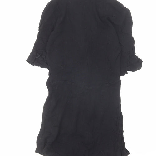 Missguided Womens Black Viscose Playsuit One-Piece Size 6 Zip