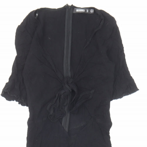 Missguided Womens Black Viscose Playsuit One-Piece Size 6 Zip