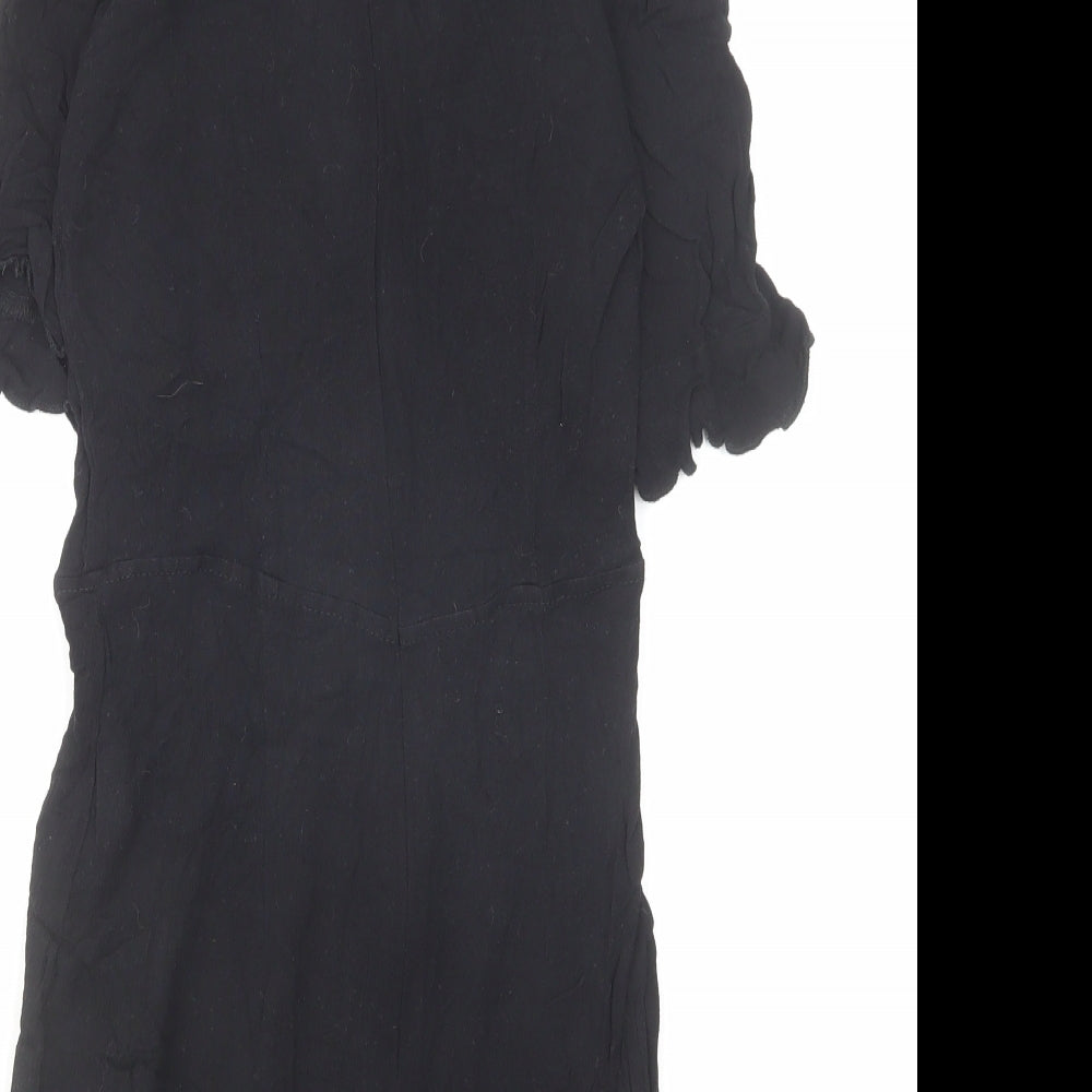 Missguided Womens Black Viscose Playsuit One-Piece Size 6 Zip