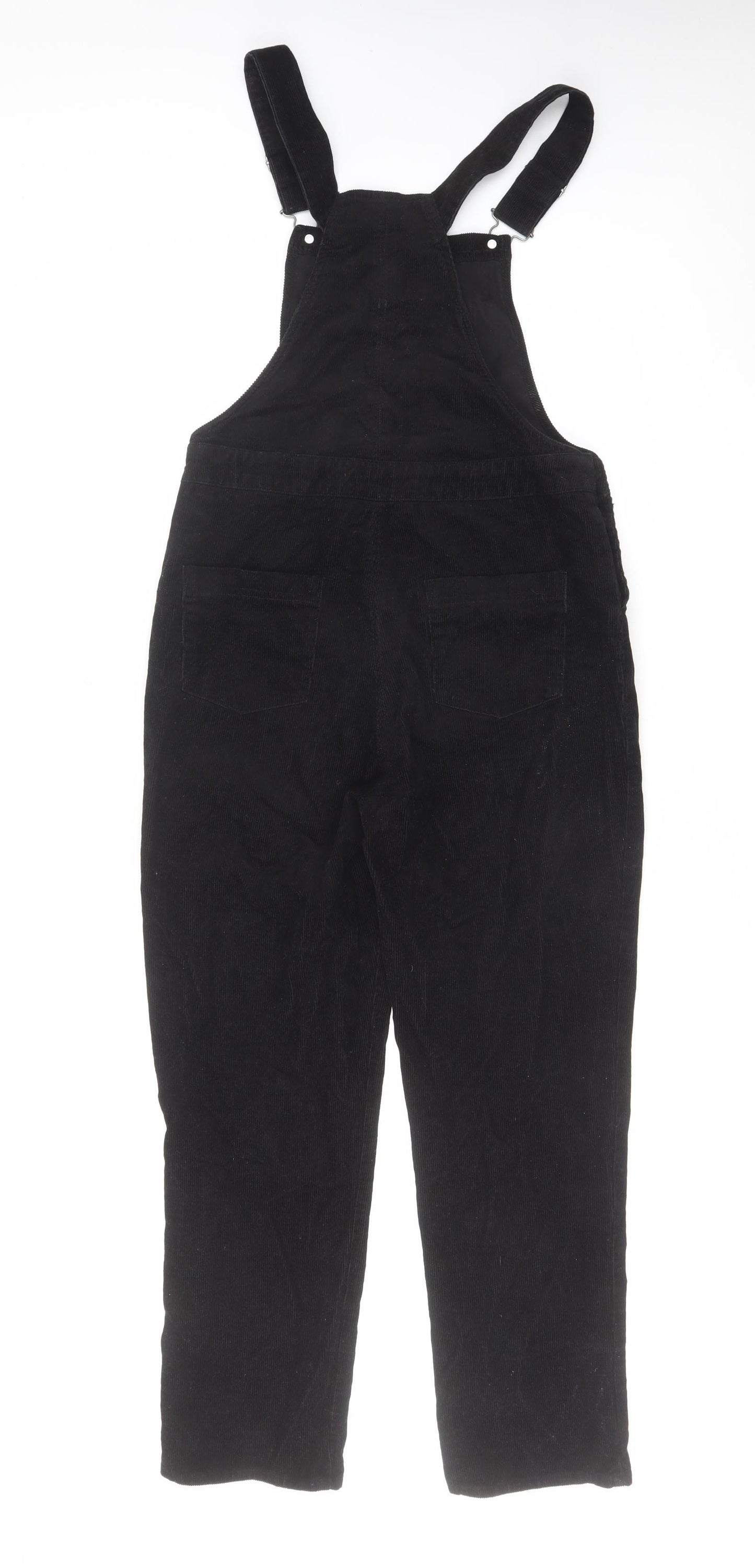 New Look Womens Black Cotton Dungaree One-Piece Size 10 L27 in Button