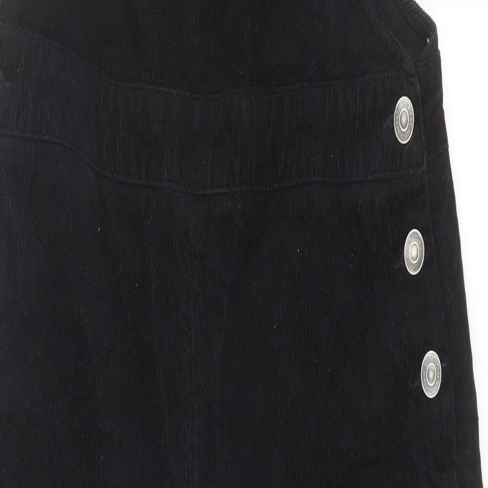 New Look Womens Black Cotton Dungaree One-Piece Size 10 L27 in Button