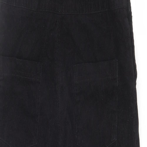 New Look Womens Black Cotton Dungaree One-Piece Size 10 L27 in Button