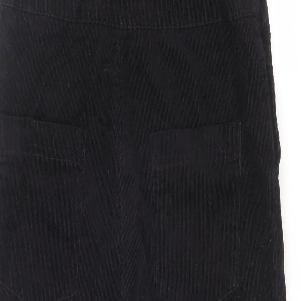 New Look Womens Black Cotton Dungaree One-Piece Size 10 L27 in Button
