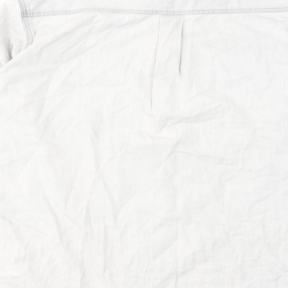 Cotton Traders Mens Grey Cotton Button-Up Size XL Collared Button