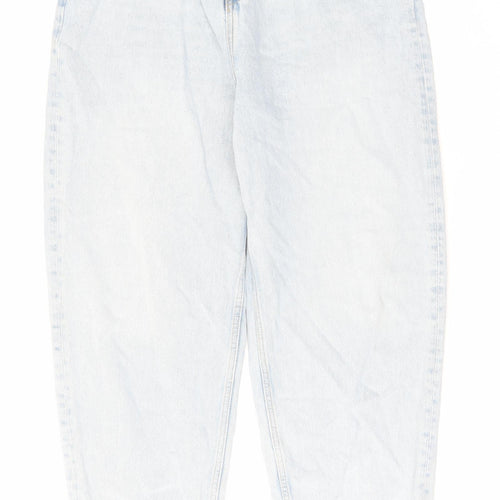 Zara Womens Blue Cotton Tapered Jeans Size 12 L29 in Regular Zip