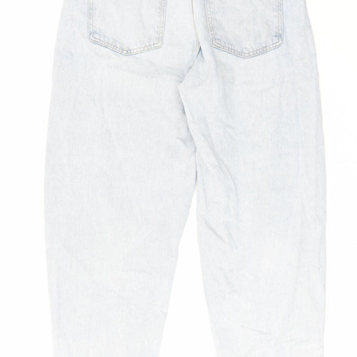 Zara Womens Blue Cotton Tapered Jeans Size 12 L29 in Regular Zip