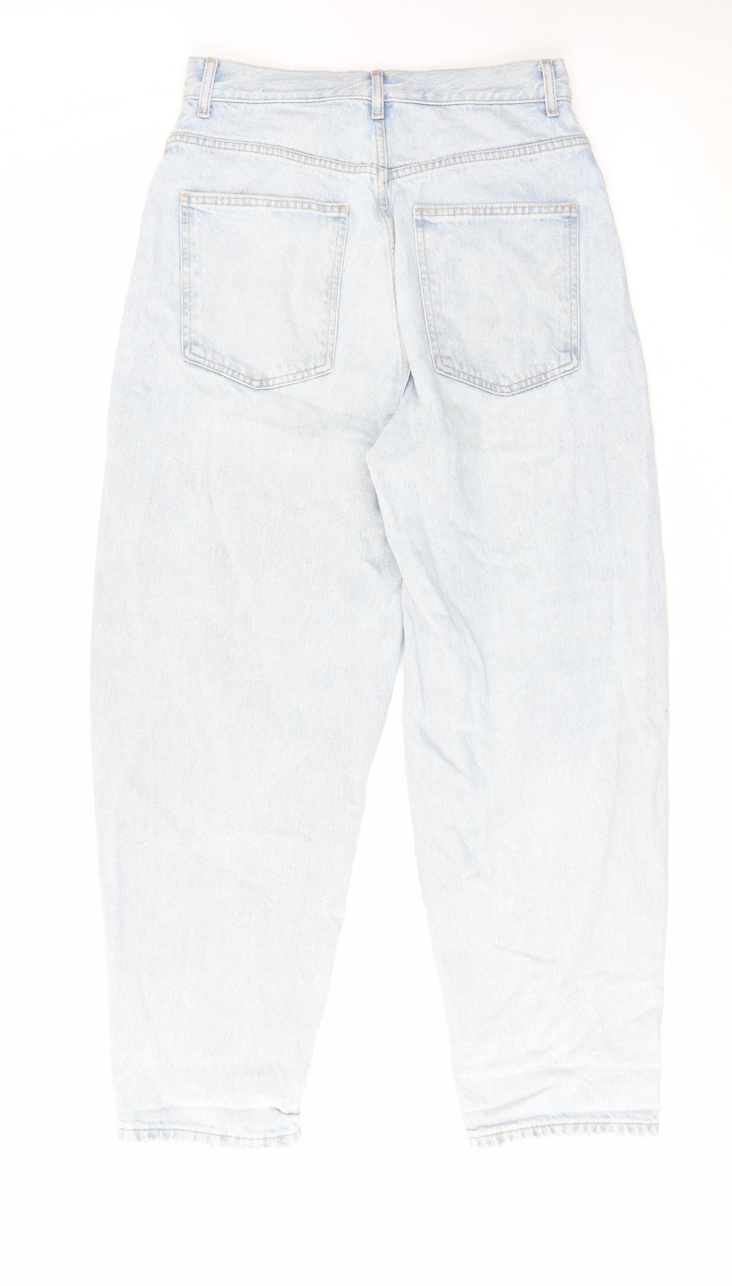 Zara Womens Blue Cotton Tapered Jeans Size 12 L29 in Regular Zip