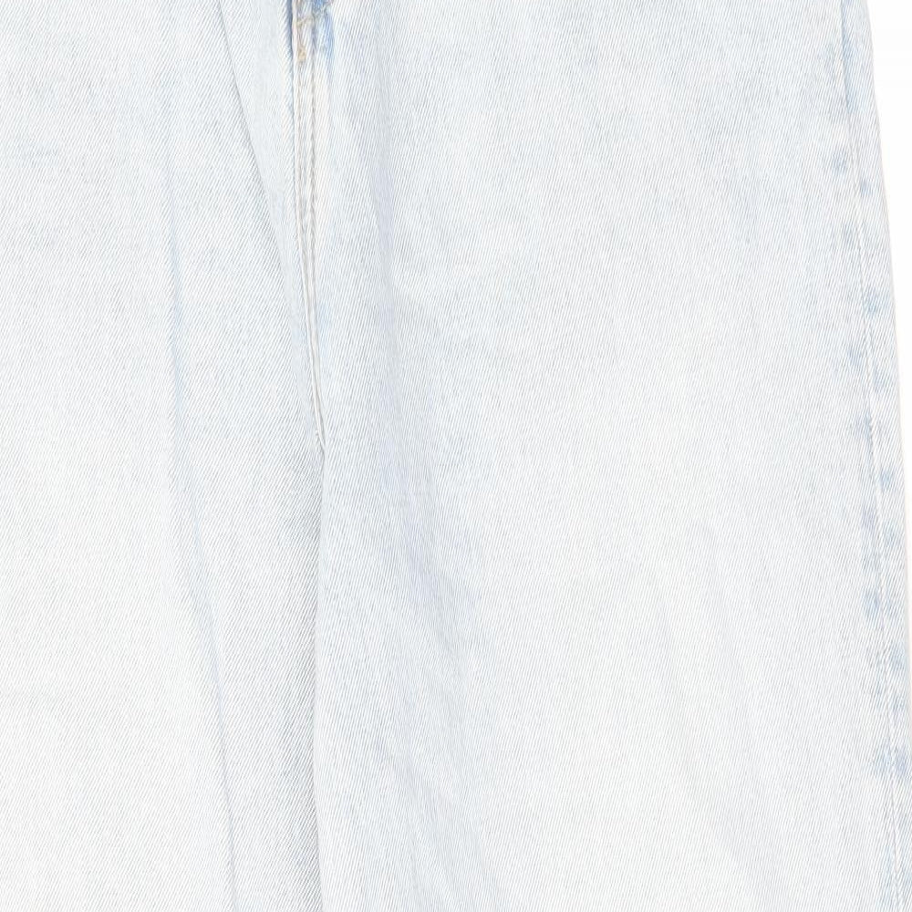 Zara Womens Blue Cotton Tapered Jeans Size 12 L29 in Regular Zip