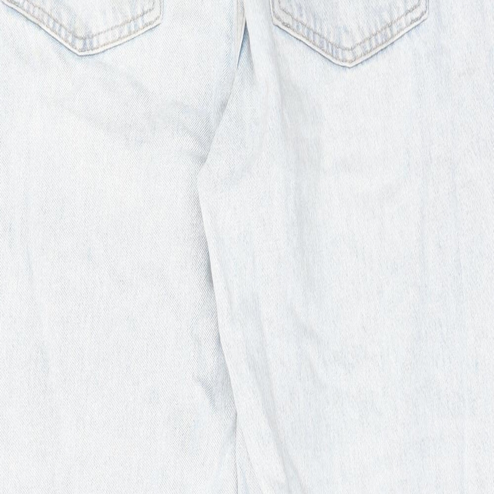 Zara Womens Blue Cotton Tapered Jeans Size 12 L29 in Regular Zip