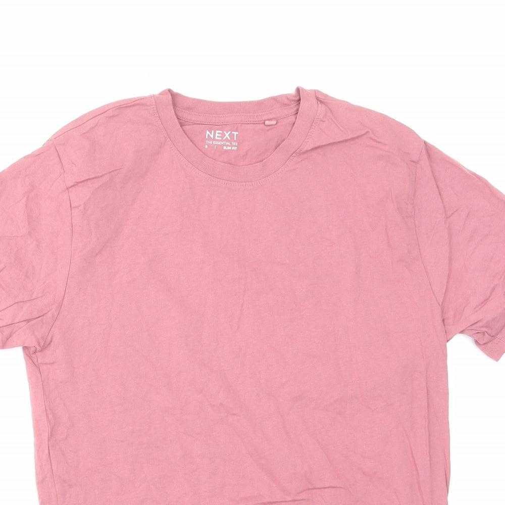 NEXT Mens Pink Cotton T-Shirt Size S Crew Neck