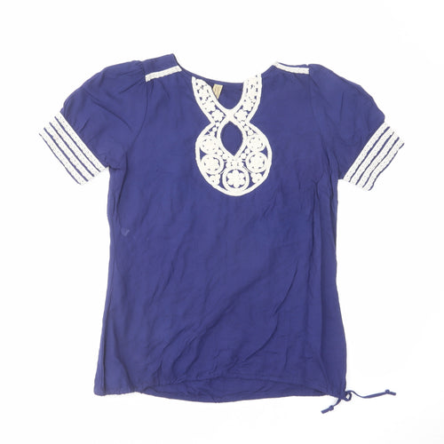 Love Label Womens Blue Cotton Basic T-Shirt Size 10 Round Neck