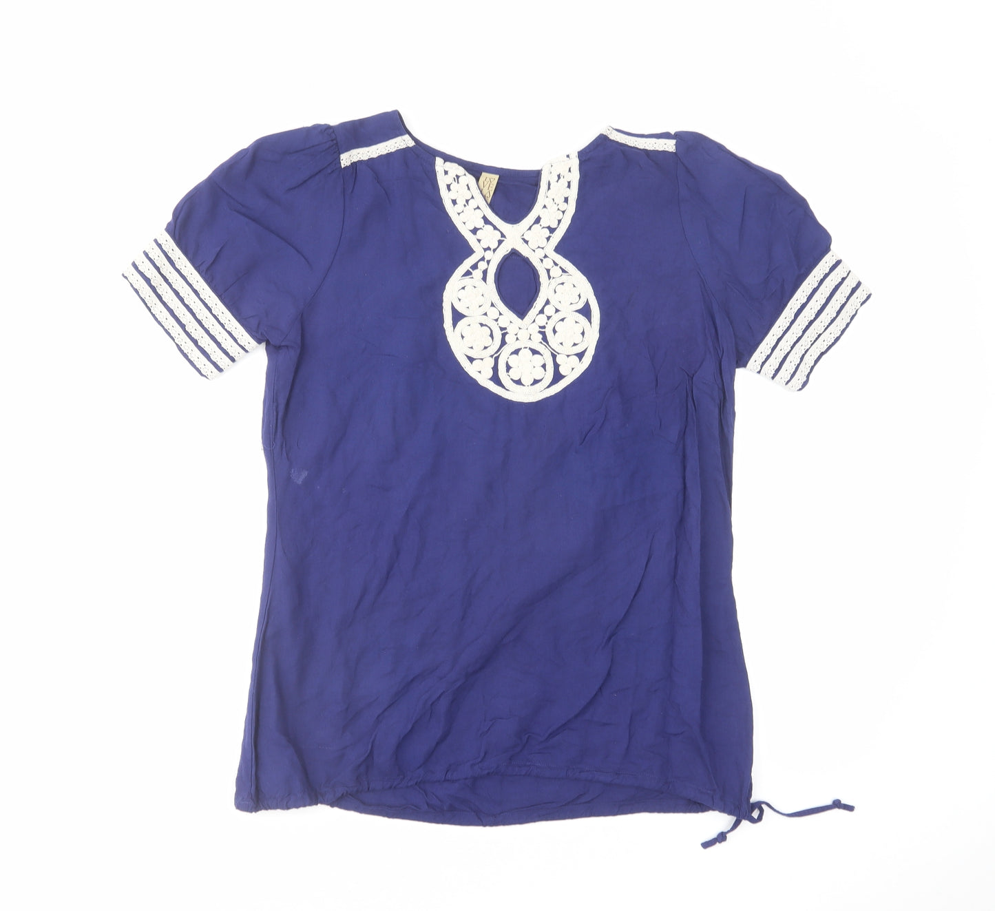 Love Label Womens Blue Cotton Basic T-Shirt Size 10 Round Neck