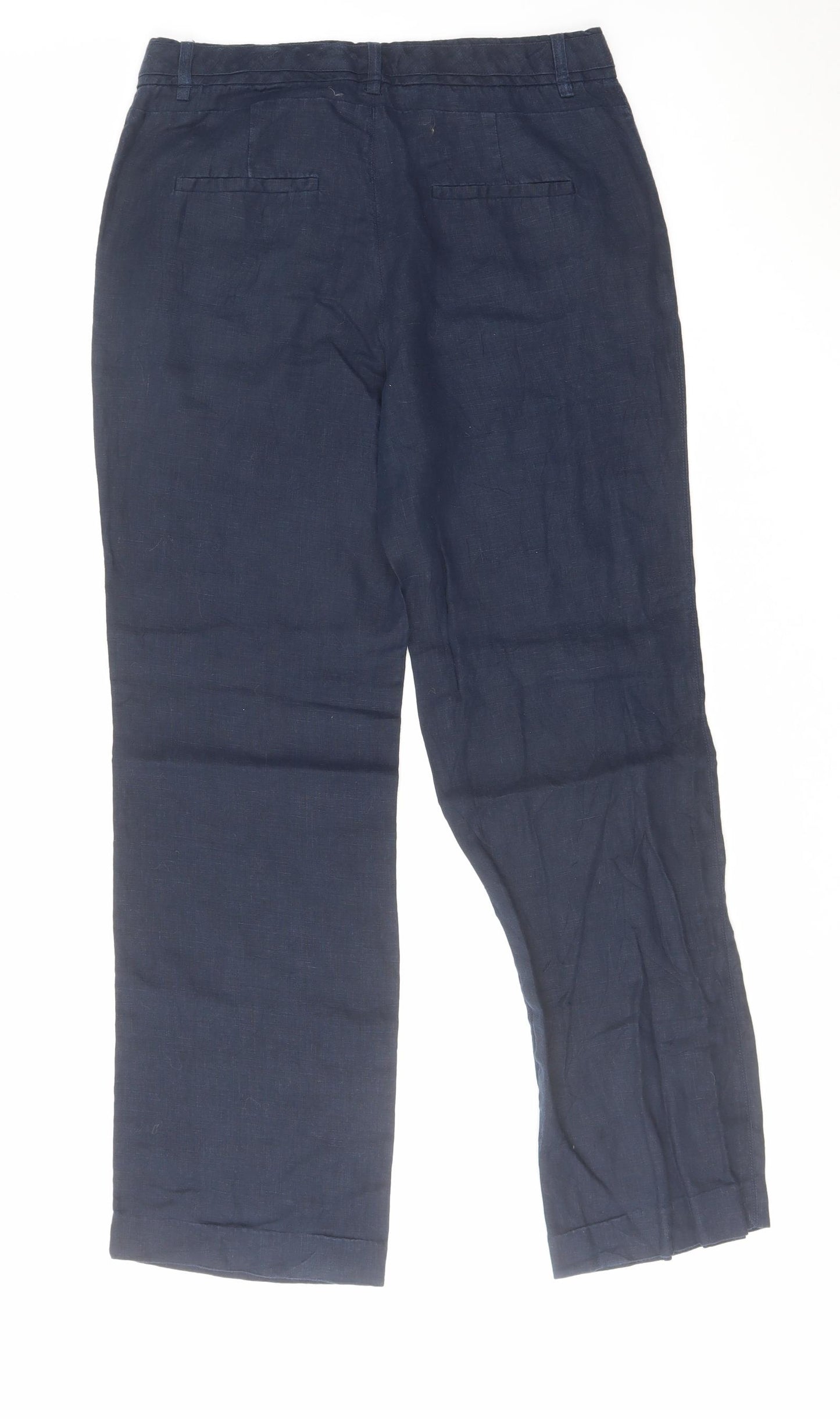 Monsoon Womens Blue Linen Trousers Size 10 L30 in Regular Hook & Eye