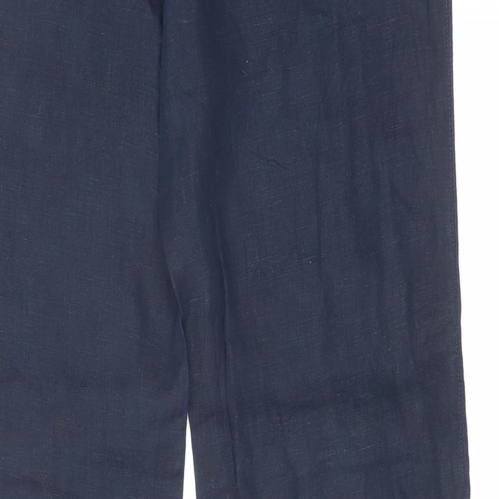 Monsoon Womens Blue Linen Trousers Size 10 L30 in Regular Hook & Eye