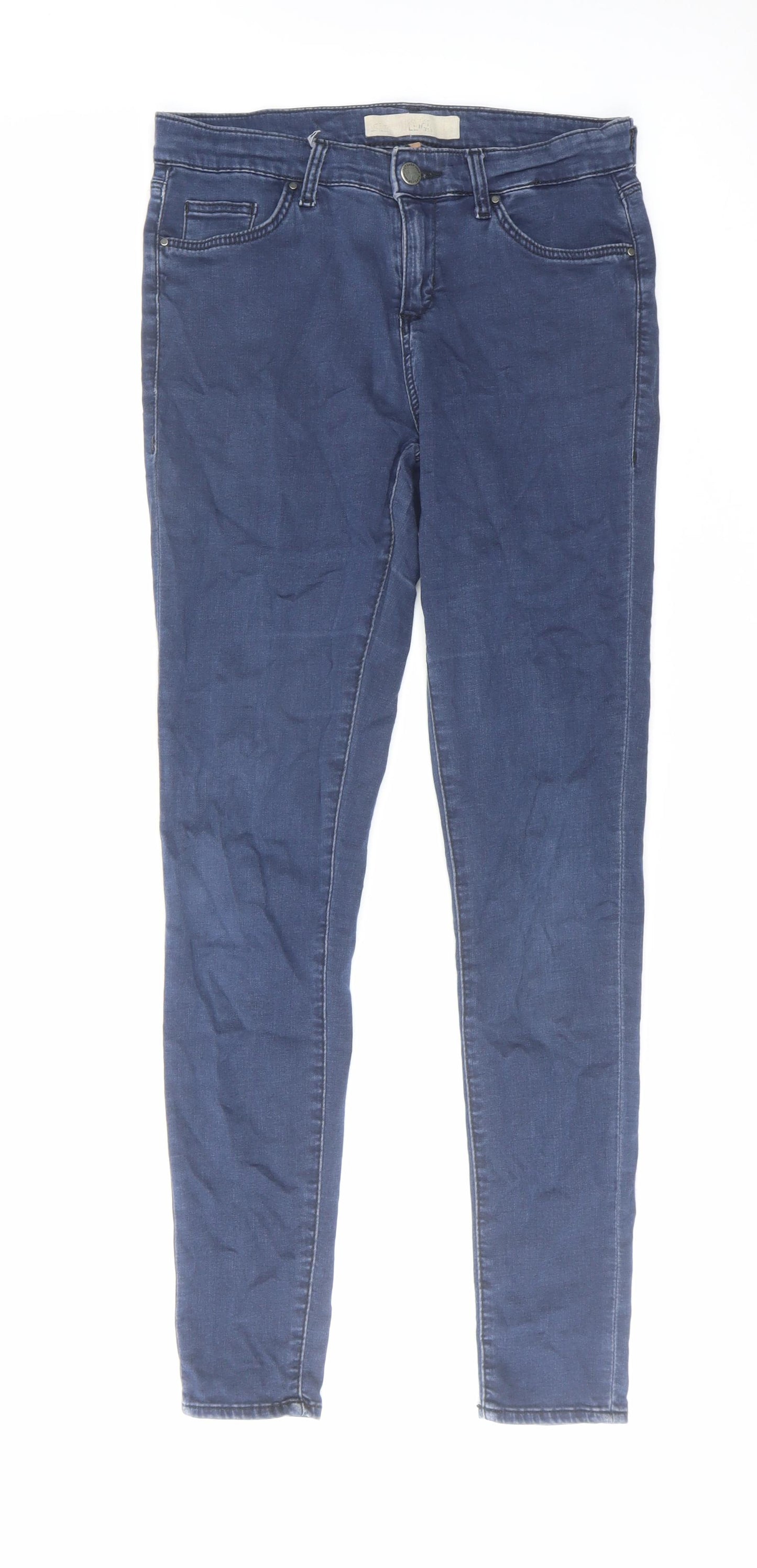 Topshop Womens Blue Cotton Skinny Jeans Size 28 in L32 in Regular Zip