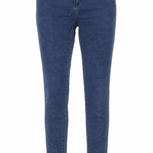 Topshop Womens Blue Cotton Skinny Jeans Size 28 in L32 in Regular Zip