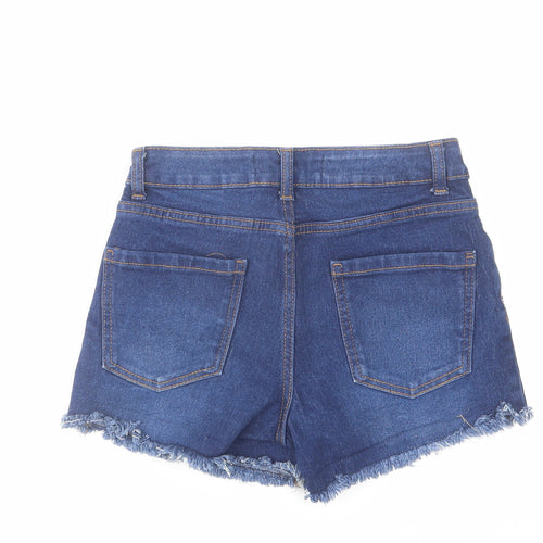 Denim & Co. Womens Blue Cotton Cut-Off Shorts Size 8 L3 in Regular Zip