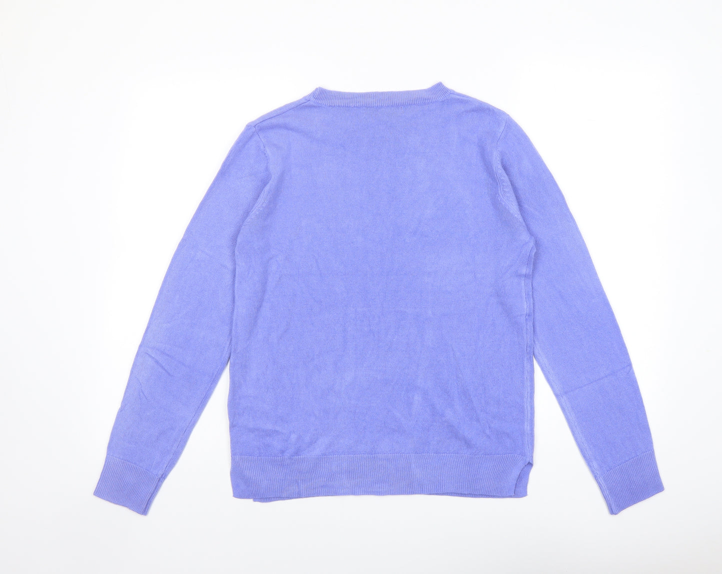 Marks and Spencer Womens Blue Round Neck Acrylic Pullover Jumper Size 12